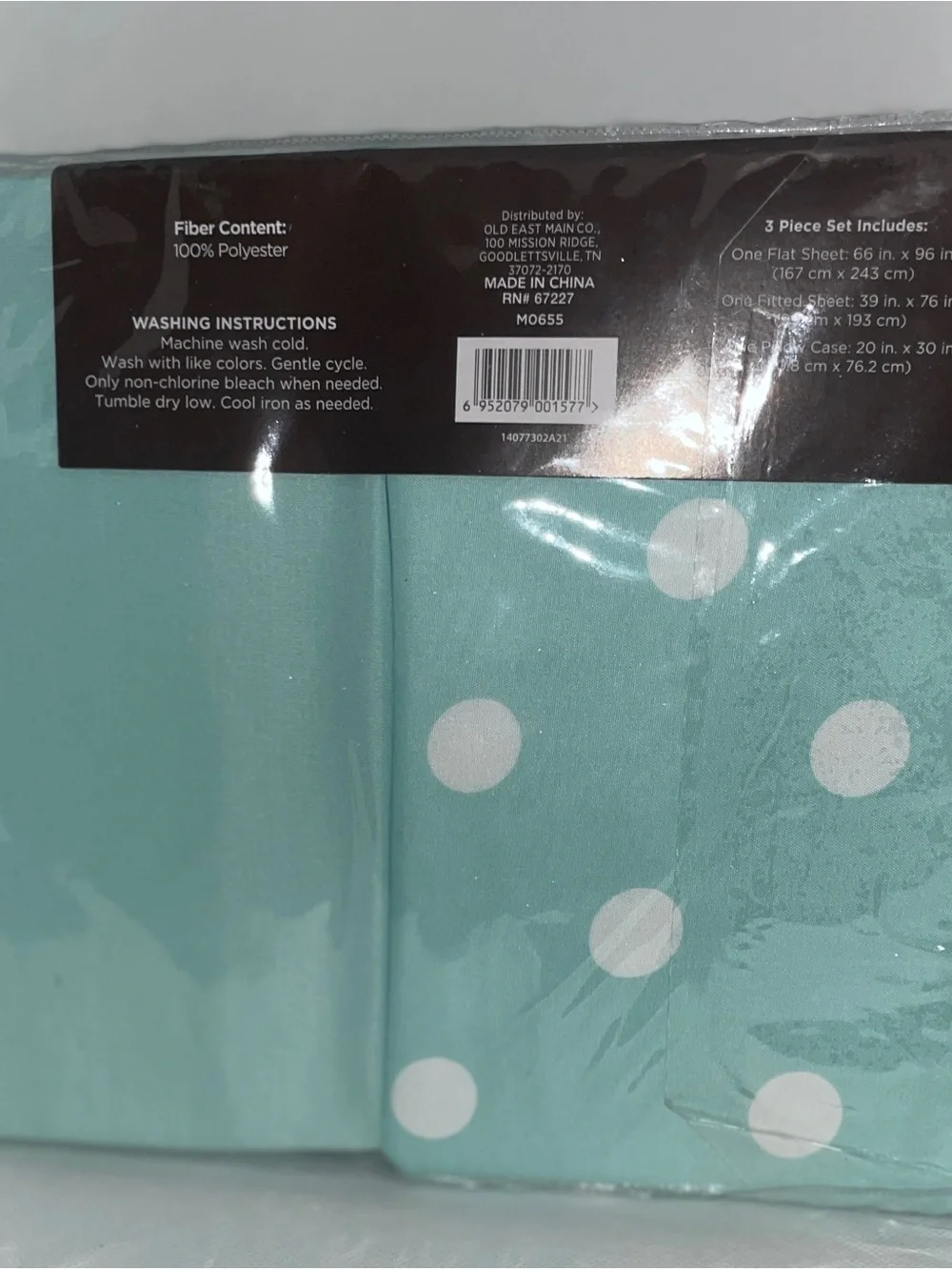 Comfort Bay Twin Sheet Set in Aqua with White Polka Dots
